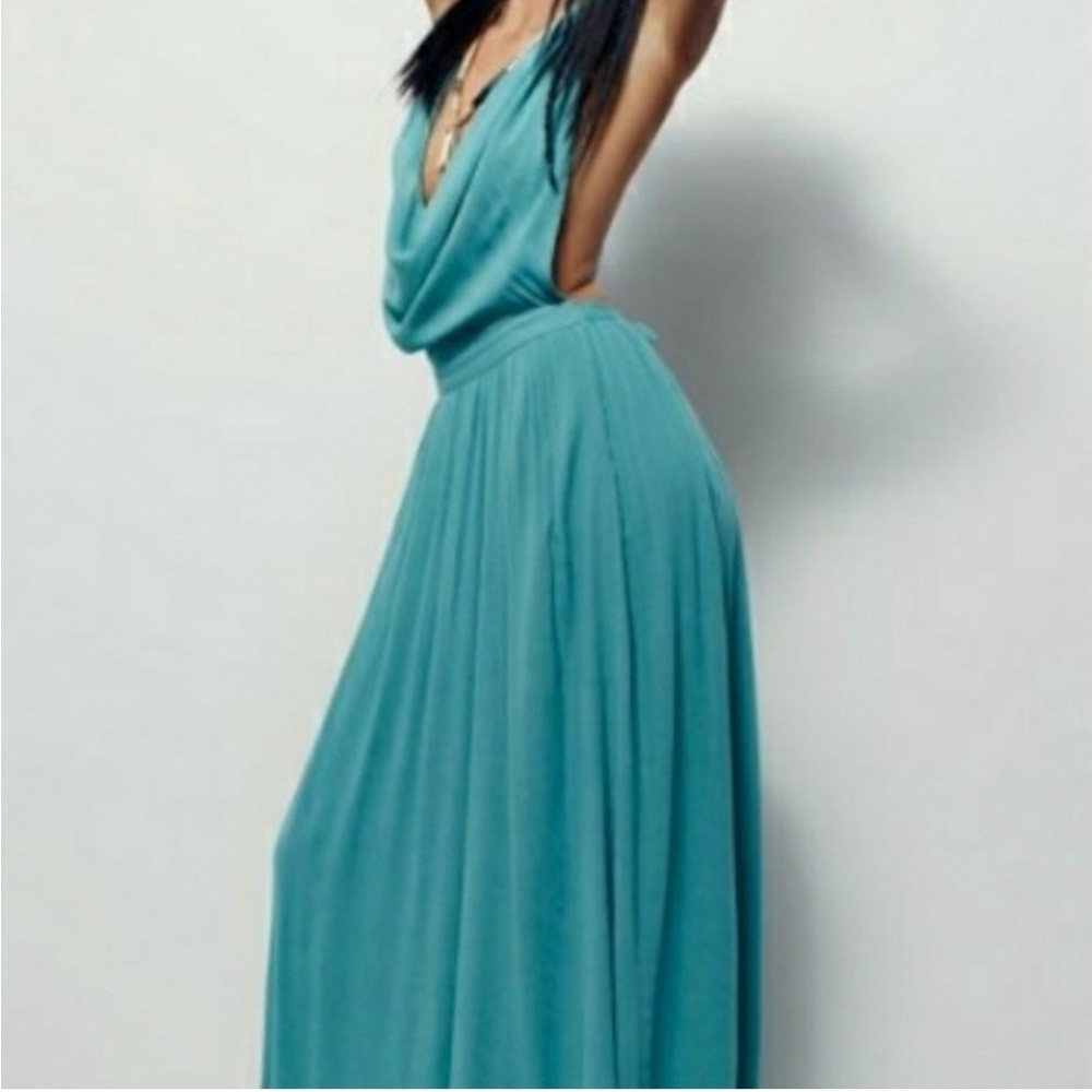 Free People Teal Backless Maxi Dress